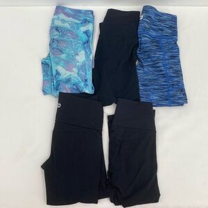 All in motion leggings lot of 5 black blue crop Girls size xs 4-5